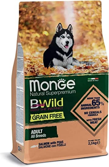 Monge BWild Grain Free secco Cani Adulti salmone e piselli