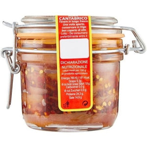 Filetti di Acciughe in olio d'oliva con peperoncino Marca Vaticano