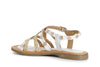 SANDALO ASIMMETRICO IN PELLE E RAFFIA