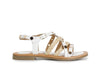SANDALO ASIMMETRICO IN PELLE E RAFFIA