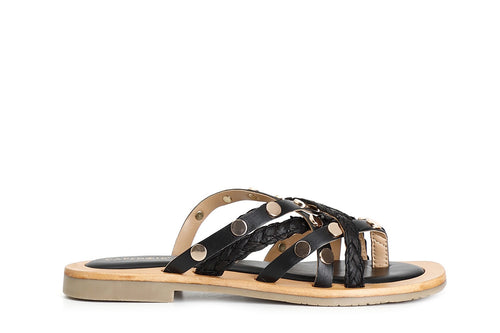 CIABATTA INCROCIO IN PELLE E RAFFIA