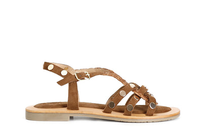 SANDALO INCROCIO IN PELLE SCAMOSCIATA ERAFFIA