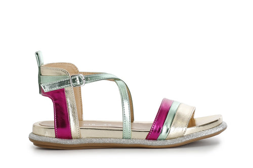 SANDALO FASCE INCROCIO IN SINTETICO LAMINATO