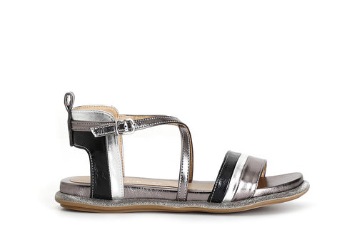 SANDALO FASCE INCROCIO IN SINTETICO LAMINATO