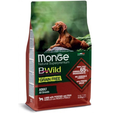 Monge BWild Grain Free secco Cani Adulti agnello patate e piselli