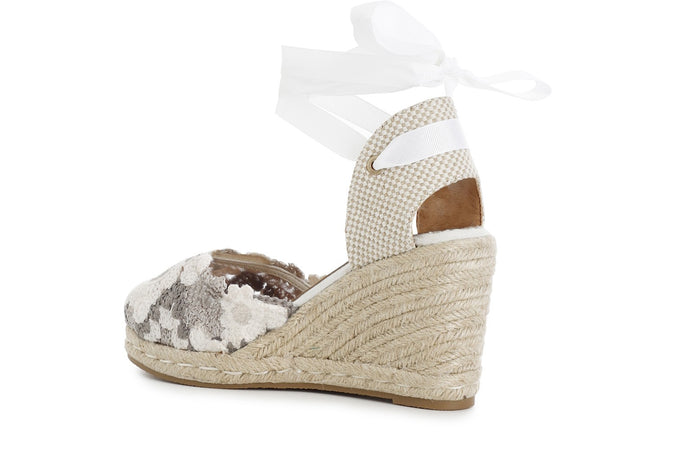 SCARPE APERTE IN TESSUTO RICAMATO
