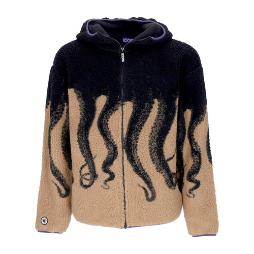 OCTOPUS Orsetto Uomo Sherpa Zip Hood Sweatshirt Black/beige da uomo