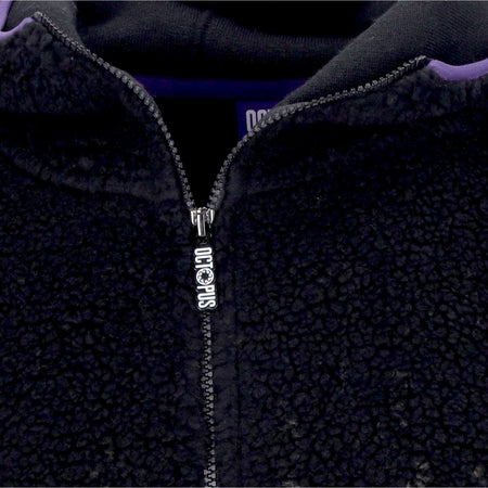 OCTOPUS Orsetto Uomo Sherpa Zip Hood Sweatshirt Black/beige da uomo