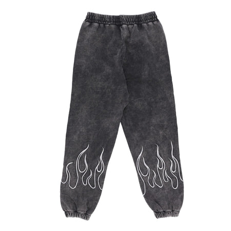 VISION OF SUPER Pantalone Tuta Felpato Uomo Embroidered Flames Pants Grey da uomo