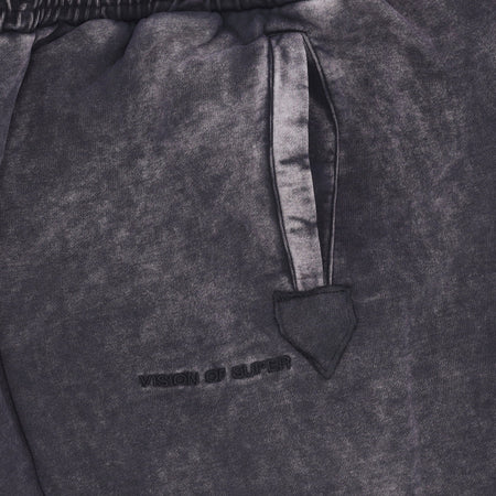 VISION OF SUPER Pantalone Tuta Felpato Uomo Embroidered Flames Pants Grey/purple da uomo