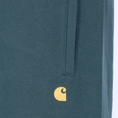 CARHARTT WIP Pantalone Tuta Felpato Uomo Chase Sweat Pant Juniper/gold da uomo