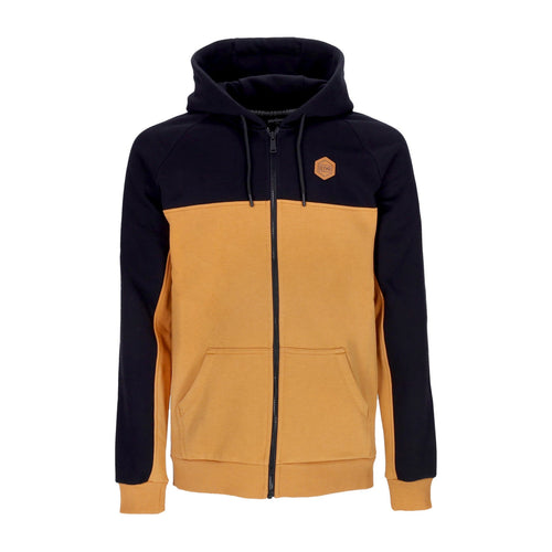 DOLLY NOIRE Felpa Cappuccio Zip Uomo Section Insert Zip Hoodie Black/khaki da uomo