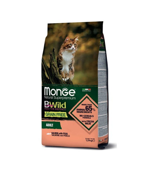 Monge BWild Grain Free secco Gatti Adulti salmone e piselli 1,5 kg