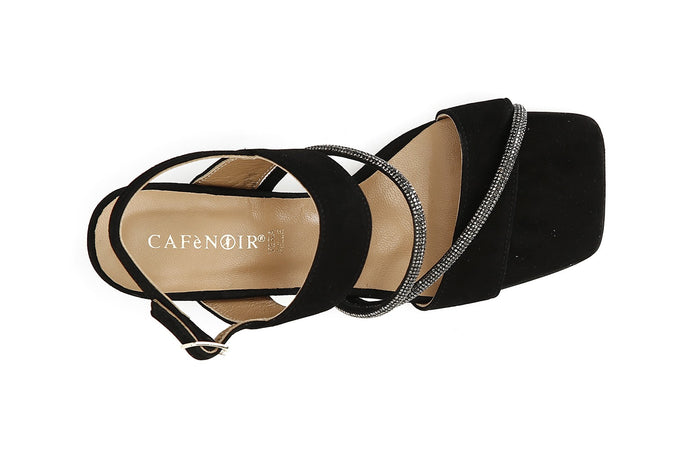 SANDALO 2 FASCE IN PELLE SCAMOSCIATA CON STRASS