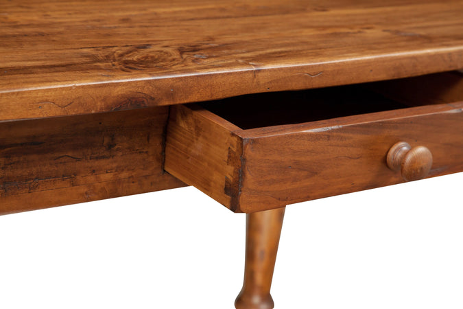 Biscottini Tavolo scrittoio Country in legno massello di tiglio finitura noce L120xPR80xH80 cm. Made in Italy
