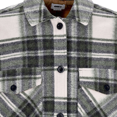 OBEY Camicia Imbottita Donna Taylor Shirt Jacket Cream Plaid da donna