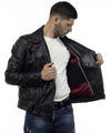 Chiodo Tre Tasche - Chiodo Uomo Rosso Asportato in vera pelle