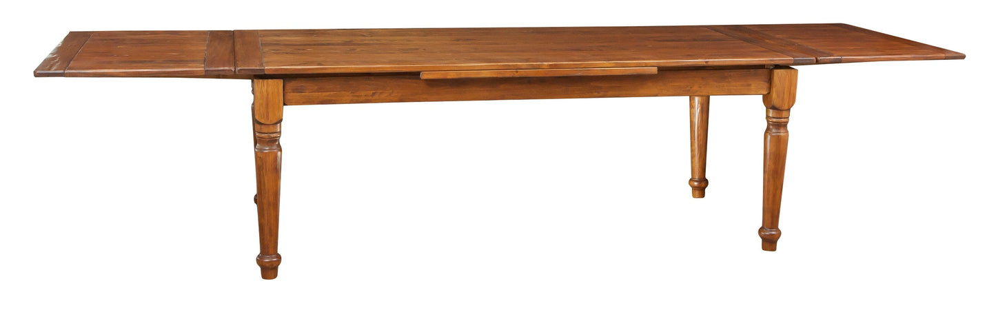 Biscottini Tavolo Country allungabile in legno massello di tiglio finitura noce L220xPR100xH80 cm. Made in Italy