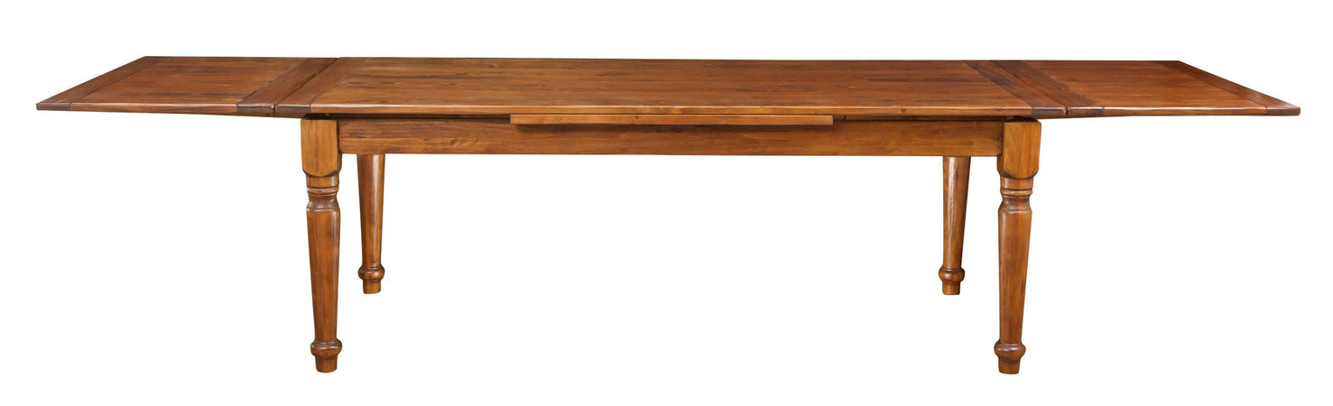 Biscottini Tavolo Country allungabile in legno massello di tiglio finitura noce L220xPR100xH80 cm. Made in Italy
