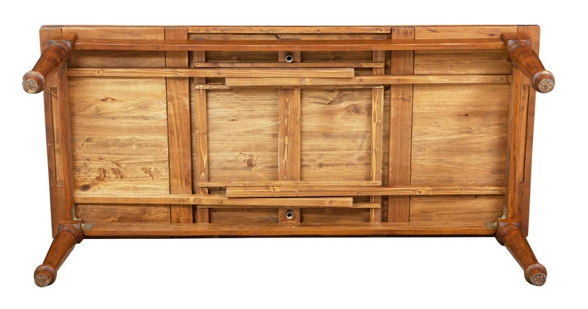 Biscottini Tavolo Country allungabile in legno massello di tiglio finitura noce L220xPR100xH80 cm. Made in Italy