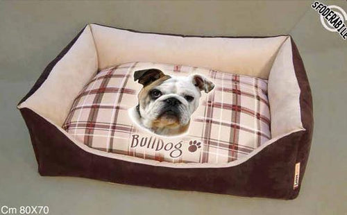 Cuccia imbottita per cani con stampa BullDog
