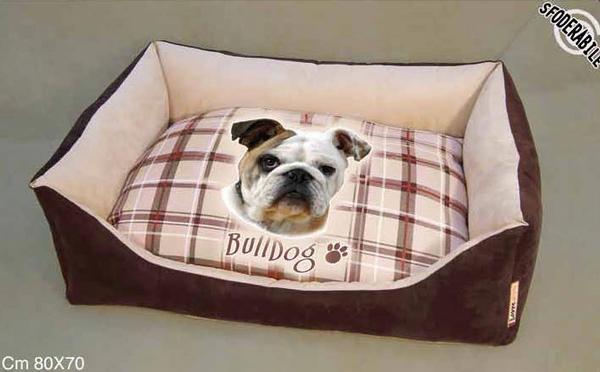 Cuccia imbottita per cani con stampa BullDog