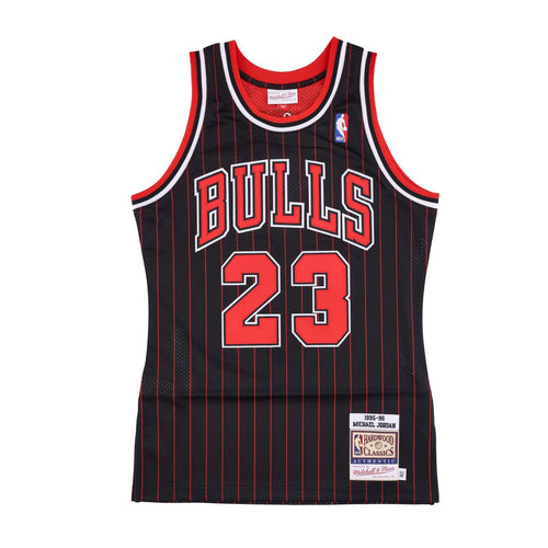 MITCHELL & NESS Canotta Basket Uomo Nba Authentic Jersey Hardwood Classics No 23 Michael Jordan 1995-96 Chibul Alternate Black Stripe da uomo