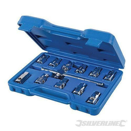 Set universale di chiavi per tappi di scarico in acciaio Silverline 12 pz Silverline