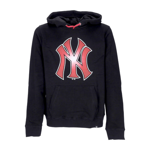 47 BRAND Felpa Cappuccio Uomo Mlb Imprint Burnside Hood Neyyan Jet Black da uomo