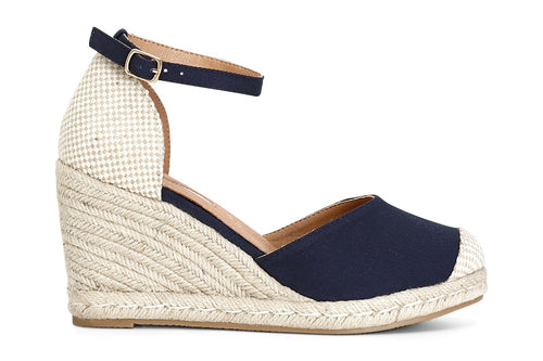 SANDALI IN TESSUTO SU ZEPPA CORDA