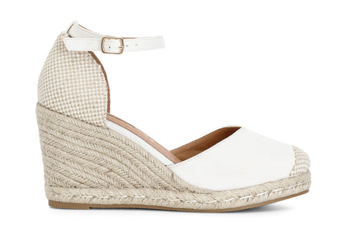 SANDALI IN TESSUTO SU ZEPPA CORDA