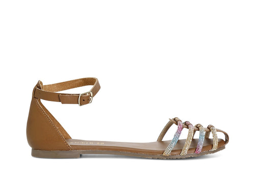 SANDALO IN PELLE CON TOPPONE MIGNON STRASS