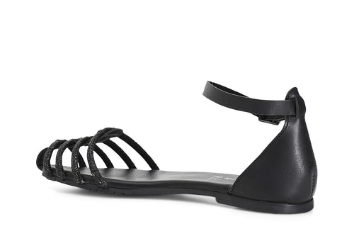 SANDALO IN PELLE CON TOPPONE MIGNON STRASS