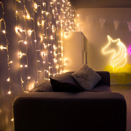 Tenda luminosa maxiled con filo trasparente per decorazioni natalizie