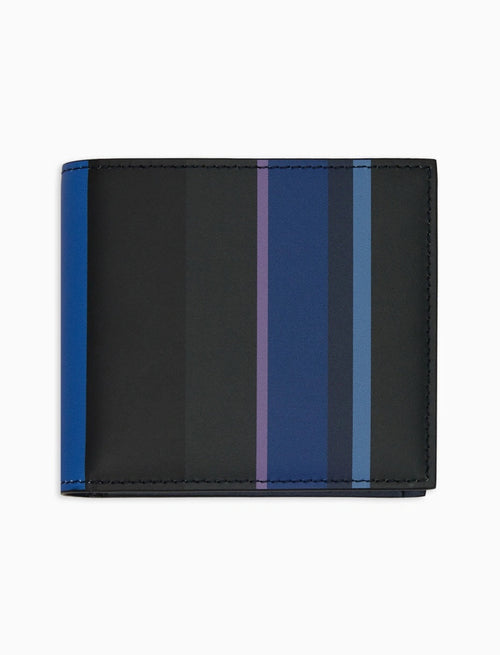 Gallo portafoglio uomo in pelle blu righe multicolor
