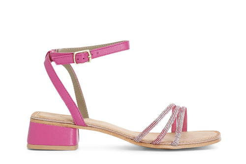 SANDALO IN PELLE CON STRASS MIGNON