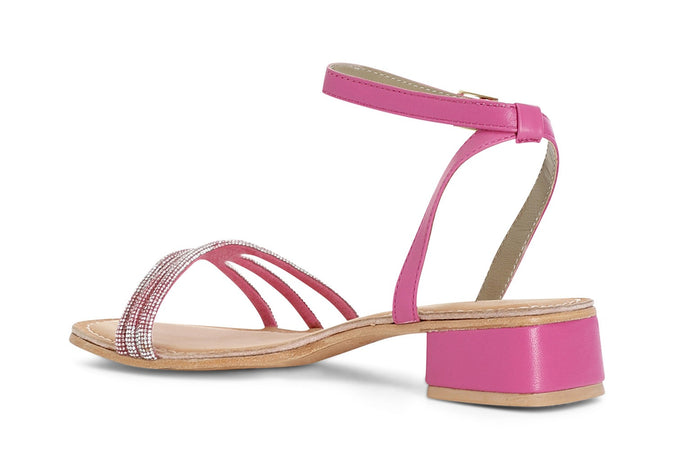 SANDALO IN PELLE CON STRASS MIGNON
