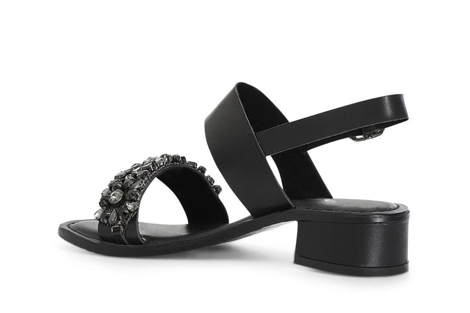SANDALO 2 FASCE IN PELLE CON STRASS
