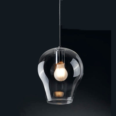 Lampadario Illuminando PAGODA 1C E27 LED sospensione moderna vetro trasparente lampada soffitto