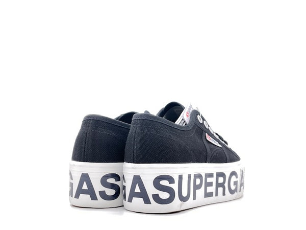 SUPERGA Sneaker Platform Lettering Black
