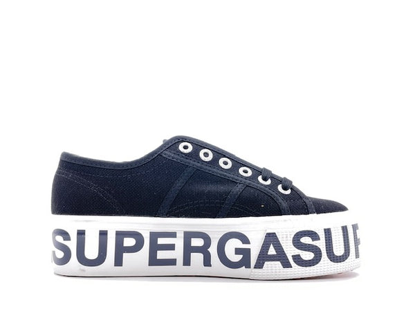 SUPERGA Sneakers Platform Lettering Black