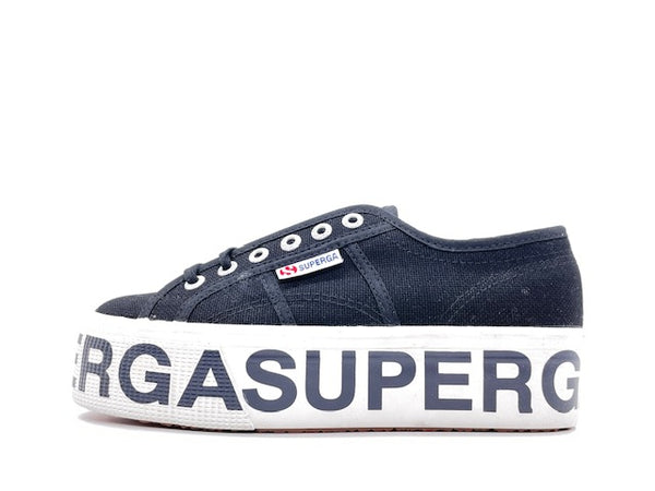 SUPERGA Sneaker Platform Lettering Black