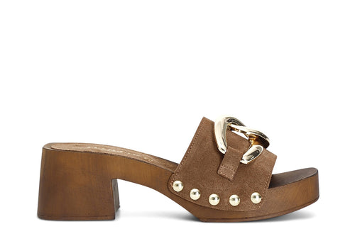 CIABATTA IN PELLE SCAMOSCIATA CON ACCESSORIO