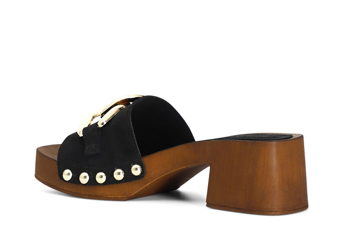 CIABATTA IN PELLE SCAMOSCIATA CON ACCESSORIO