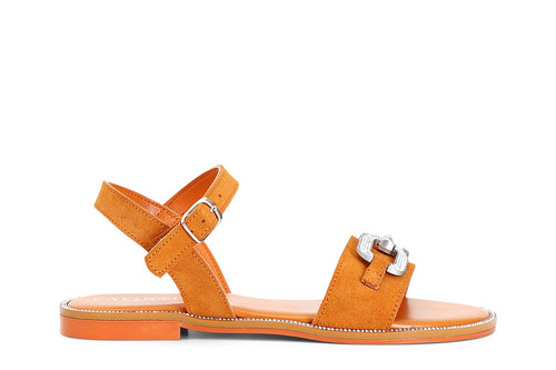 SANDALO IN PELLE SCAMOSCIATA CON ACCESSORIO GIOIELLO