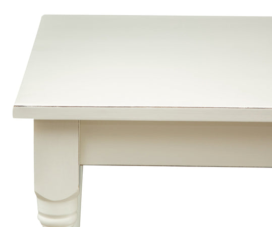 Biscottini Tavolo Country in legno massello di tiglio finitura bianca anticata L90xPR90xH78 cm. Made in Italy