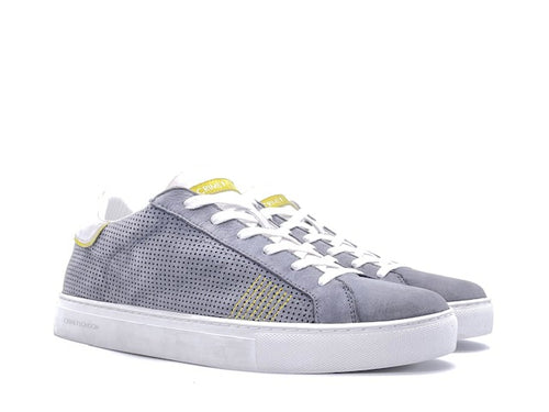 CRIME LONDON Sneakers uomo in nabuk grigio traforato