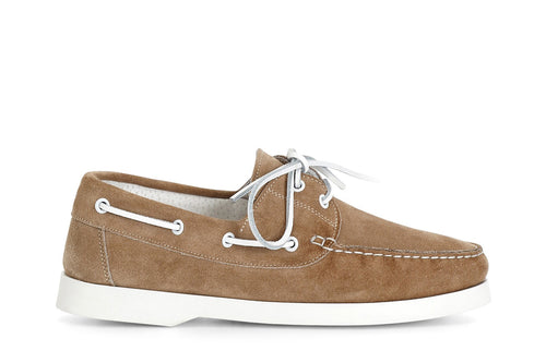 SCARPE BARCA IN PELLE SCAMOSCIATA