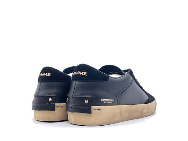 CRIME LONDON LOW TOP DISTRESSED Sneakers uomo in pelle nera