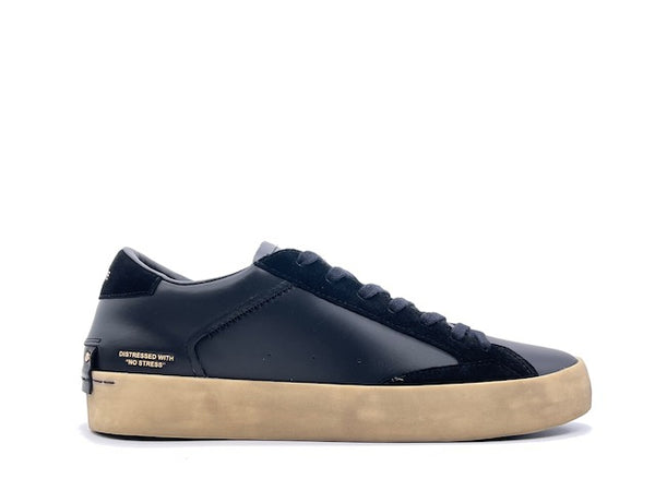 CRIME LONDON LOW TOP DISTRESSED Sneaker uomo in pelle nera